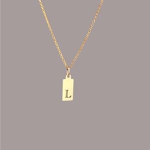 Gold-Filled Laser Engraved Initial Tag Necklace